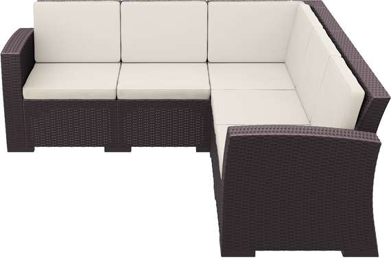 Диван пластиковый плетеный угловой с подушками Monaco Lounge Corner, коричневый