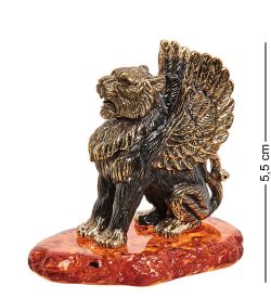 Народные промыслы AM-2704 Фигурка «Грифон» (латунь, янтарь)