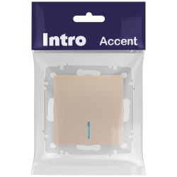 Выключатель Intro Accent 6-102-04 с подсветкой, 10А-250В, IP20, СУ, AL/CU, шампань