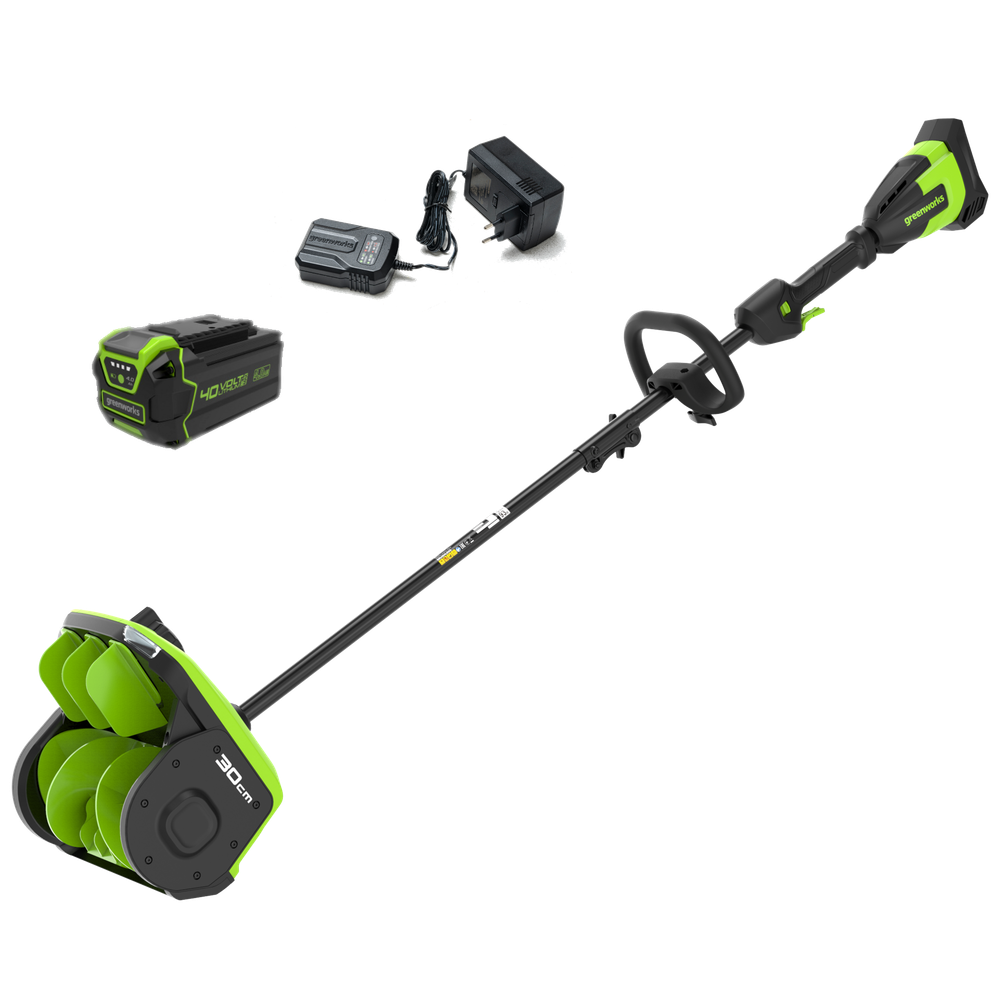 Аккумуляторная снегоуборочная лопата Greenworks GD40SS2 Арт. 2603107UG, 40V, 30 см, с регулируемым направлением выброса, бесщеточный, с 1хАКБ 5 Ач и ЗУ