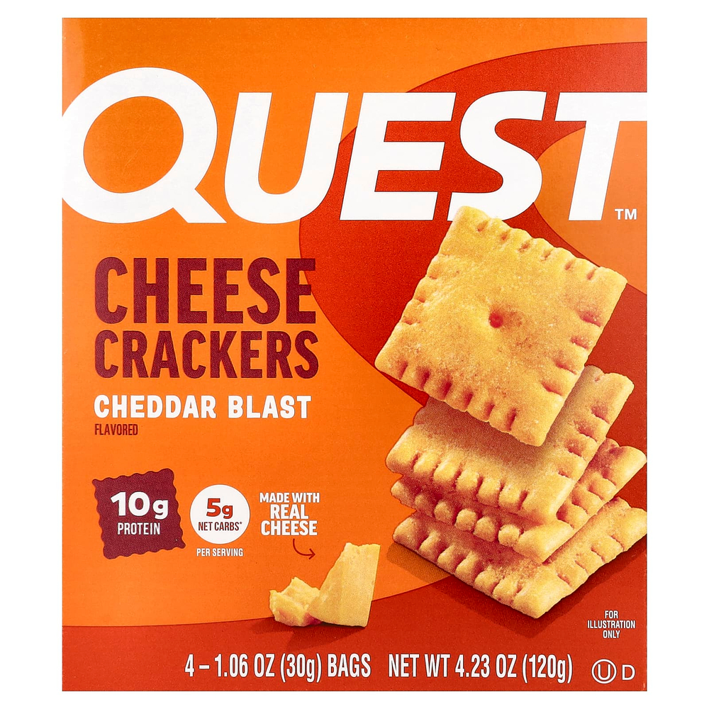 Quest Nutrition, крекеры с сыром, чеддер, 4 пакета по 30 г (1,06 унции)