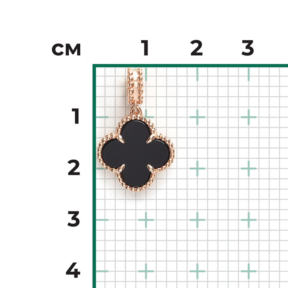 Подвеска «Клевер» из красного золота с ониксом