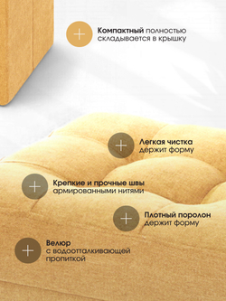 Пуфик Складной Желтый Велюр