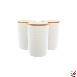 Набор ёмкостей для сыпучих продуктов Royal Classics Белый узор 650 мл, 10*10*15 см (3 шт)