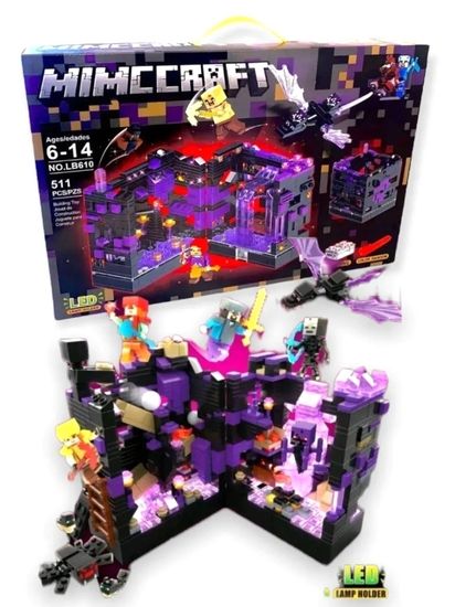 Конструктор Майнкрафт  "Черная крепость"  светящийся с LED-подсветкой , 511 деталей
