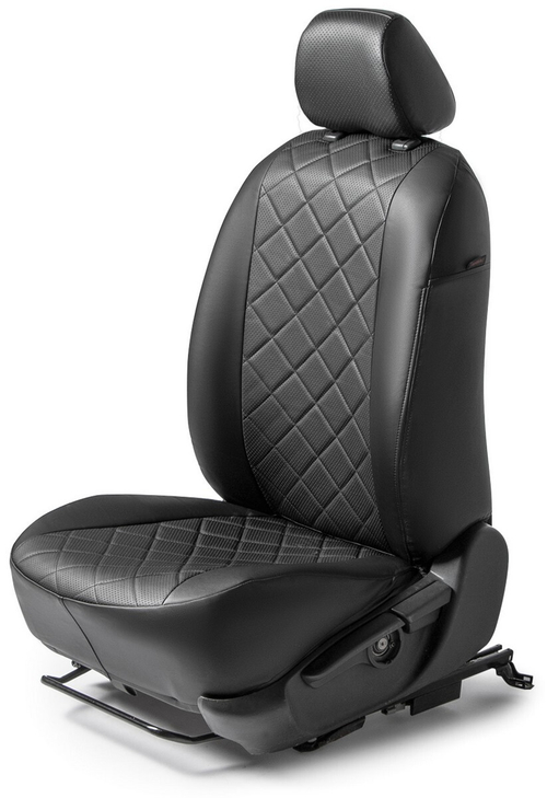 Авточехлы Rival Ромб (зад. спинка 40/60) для сидений Skoda Karoq (Ambition, без заднего подлокотника) 2020-н.в., эко-кожа, черные, SC.5111.2