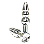 Анальная втулка елочка с прозрачным кристаллом 11 см