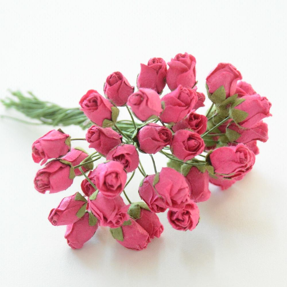 Роза бутон средняя на ножке, длина 1,5см, цвет в ассортименте