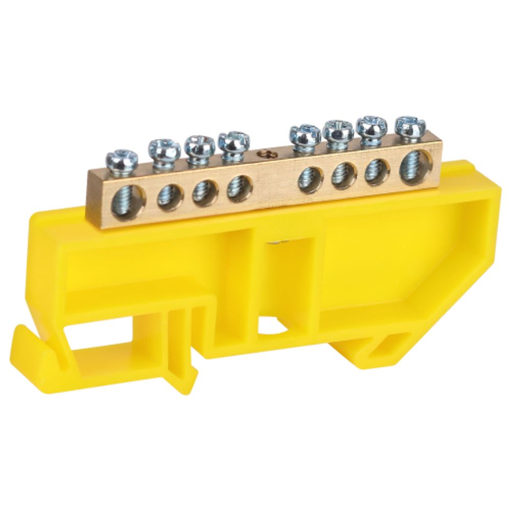 Шина ЭРА NO-224-89 PE земля на DIN-изоляторе ШНИ-6х9-8-Д-желтый | Шины N, PE, PEN