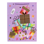 Пакет подарочный "Happy Birthday" 44*31*12см, тисн.золот,ручки-шнурок