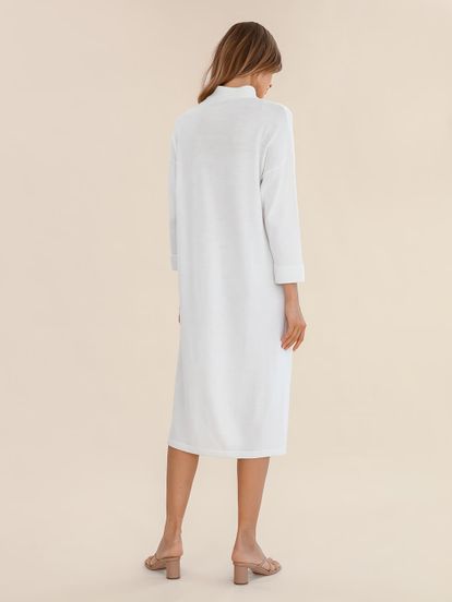 Женское платье молочного цвета из 100% шерсти - фото 3