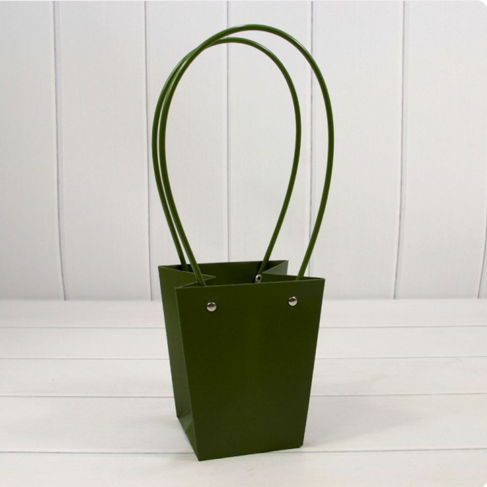 Пакет подарочный 15,5х13х9,5 Ваза для цветов (Зеленый)