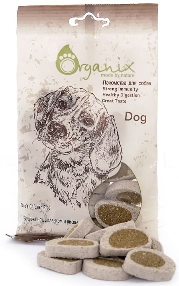 Organix Лакомства для собак Подушечки с цыпленком и рисом