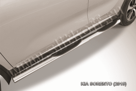 Пороги из нержавейки Kia Sorento (2014-2017) d76 с проступями