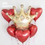 Шар (28"/71 см) Фигура, Корона, Золото 1 шт.