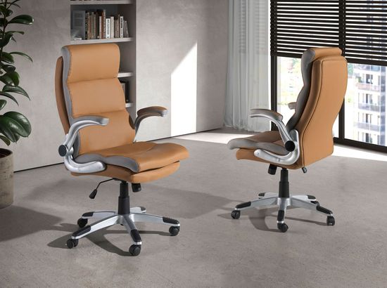 Вращающийся офисный стул 4141/MLM611396 из коричневой экокожи