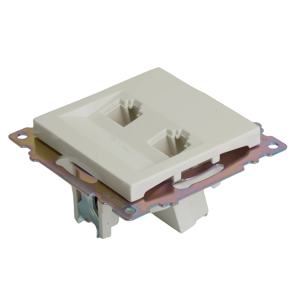 Розетка компьютерная 2-местная RJ-45 (механизм) STEKKER GLS00-7109-01 , серия Катрин, белый 50003