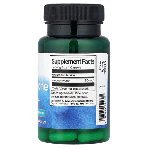 Swanson Vitamins, Прегненолон, суперсила, 50 мг, 60 капсул