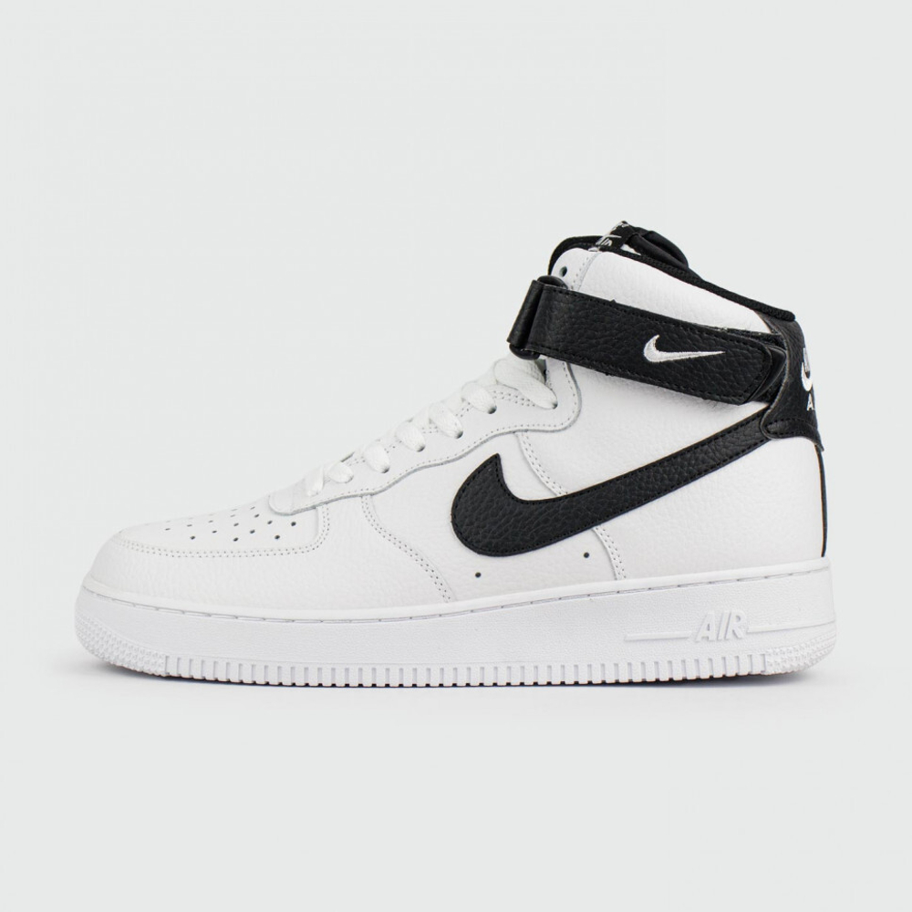 кроссовки Nike Air Force 1 Mid White Black Swoosh