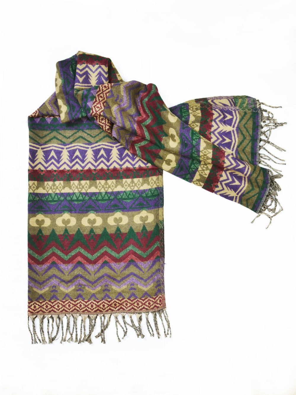 Шерстяной палантин с этно орнаментом