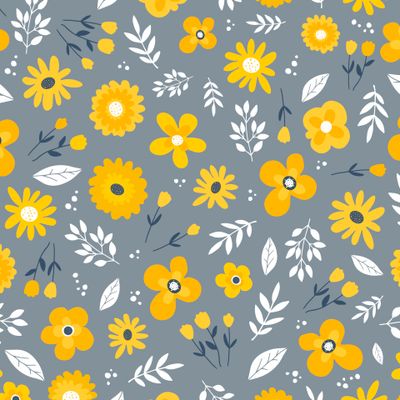 бесшовный цветочный паттерн на сером фоне