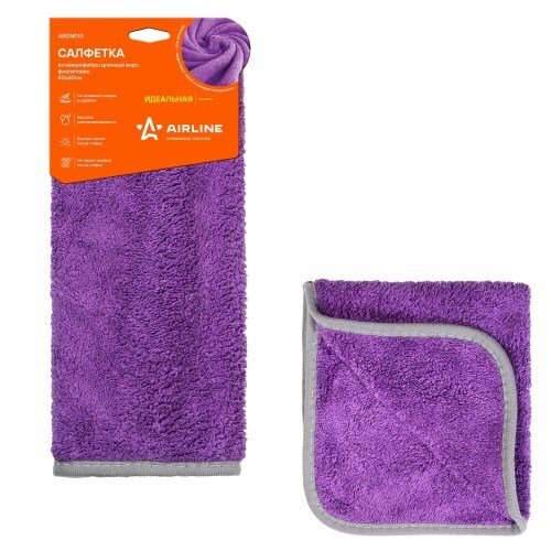 Салфетка из микрофибры длинный ворс /40*60 см/ фиолетовая (AIRLINE)