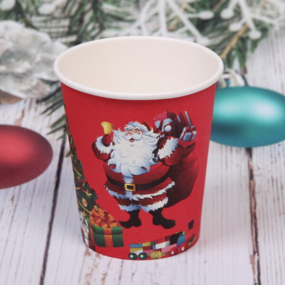 Стакан бумажный 0,2л в наборе 10 шт «Дед Мороз»