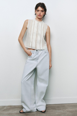 ZARA ДЖИНСЫ LOOSE С ВЫСОКОЙ ПОСАДКОЙ — ZW COLLECTION, НЕБЕСНО-ГОЛУБОЙ