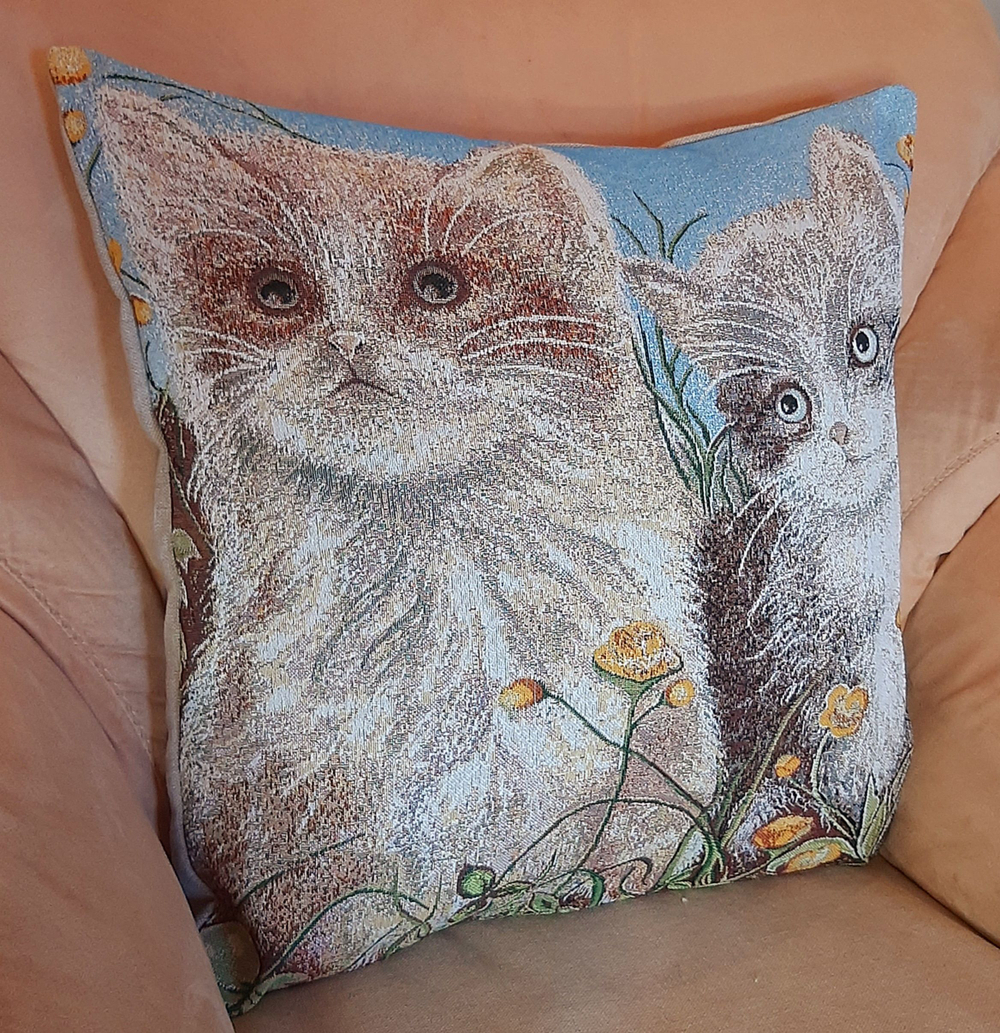 Декоративный гобеленовый чехол для интерьерной подушки Два кота 47*47