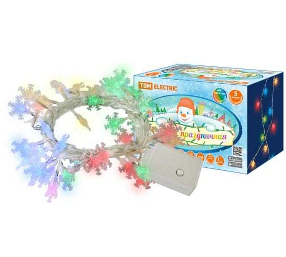 Гирлянда светодиодная "Снежинки" 50LED 5 метров