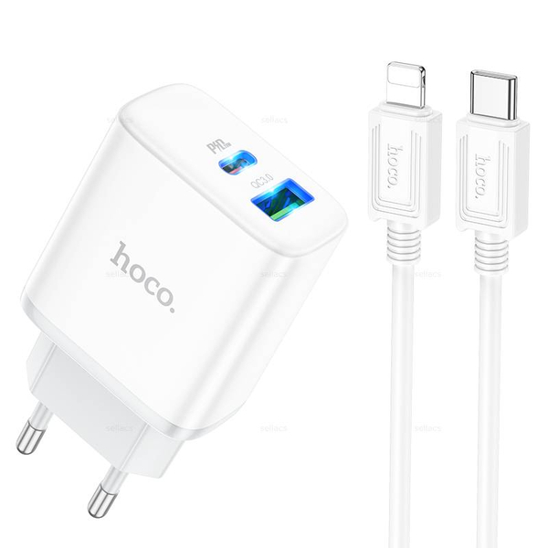 Зарядное устройство на Lightning Hoco C105A 20W PD + QC3.0 (White)