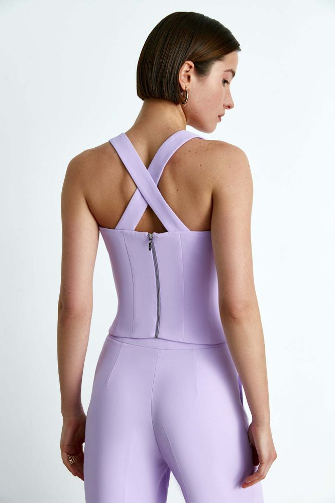 Топ корсетного типа из крепа на бретелях со шнуровкой