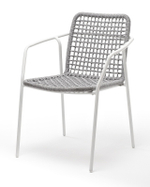 "Тунис" стул плетеный из роупа, каркас алюминий белый, роуп светло-серый