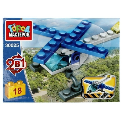 Конструктор ПОЛИЦЕЙСКИЙ ВЕРТОЛЁТ 2в1, 18 дет. (Город мастеров)