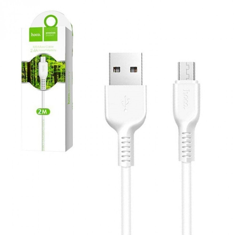 Дата-кабель универ. micro USB /Android/ 2 м, 2A, белый (HOCO.)