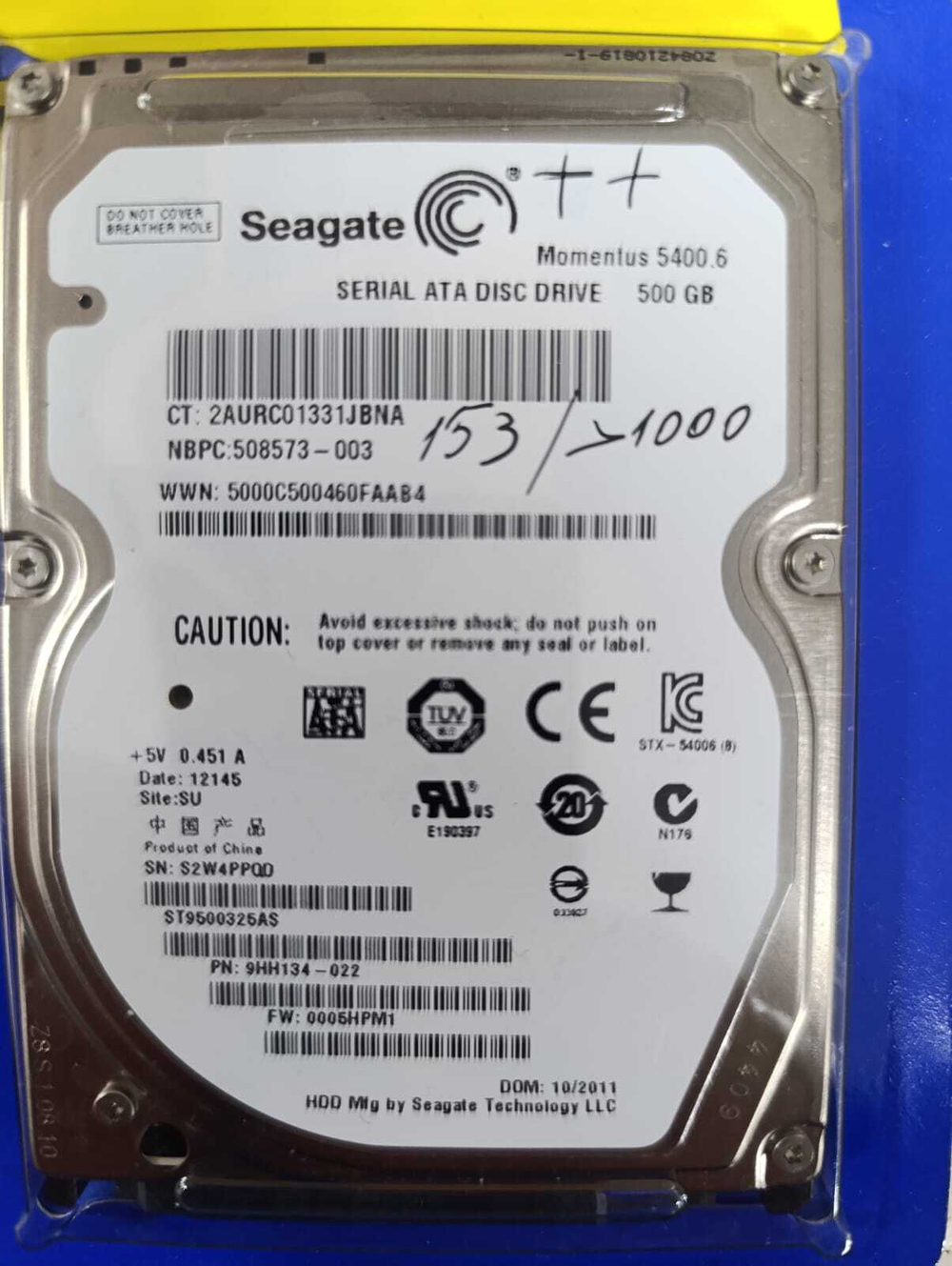 HDD SATA 500 Gb 2,5'' бу без дефектов с ресурсом