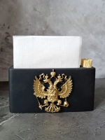 Салфетница черная с золотым гербом