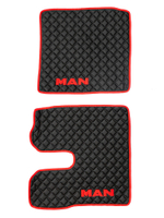 Ковры MAN TGX (автомат, механика) (экокожа, черный, красный кант, красная вышивка)