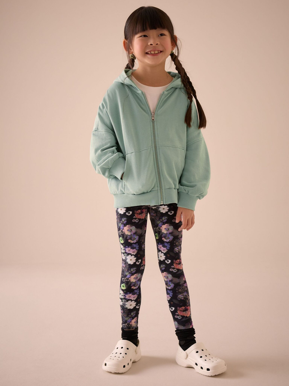 Толстовка с капюшоном на молнии для девочки Next E61-818, Светло-зеленый