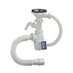 Сифон для мойки, бутыл, 3" 1/2, 40х40/50, перелив., пер прям, с отвод,с гофрой, Сантехпродукт, Е-401