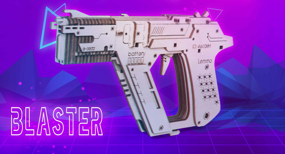 Деревянный конструктор Lemmo Пистолет резинкострел Бластер