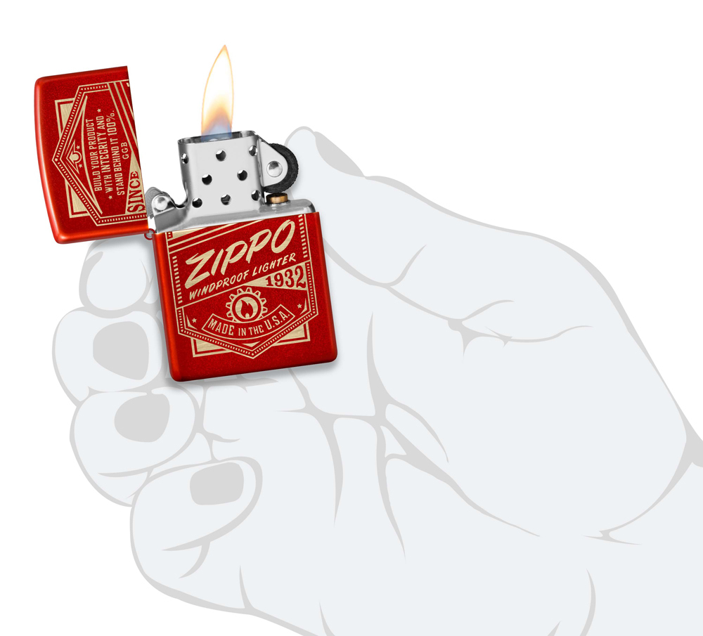 Зажигалка Zippo Classic с покрытием Metallic Red, латунь/сталь, красная, 38x13x57 мм
