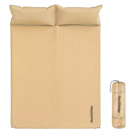 Коврик самонадувающийся Naturehike двойной, с подушками, 185х130х2,5 см, песочный