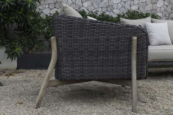 Комплект уличной мебели Jura из массива акации, алюминия и ротанга, серый, антрацит