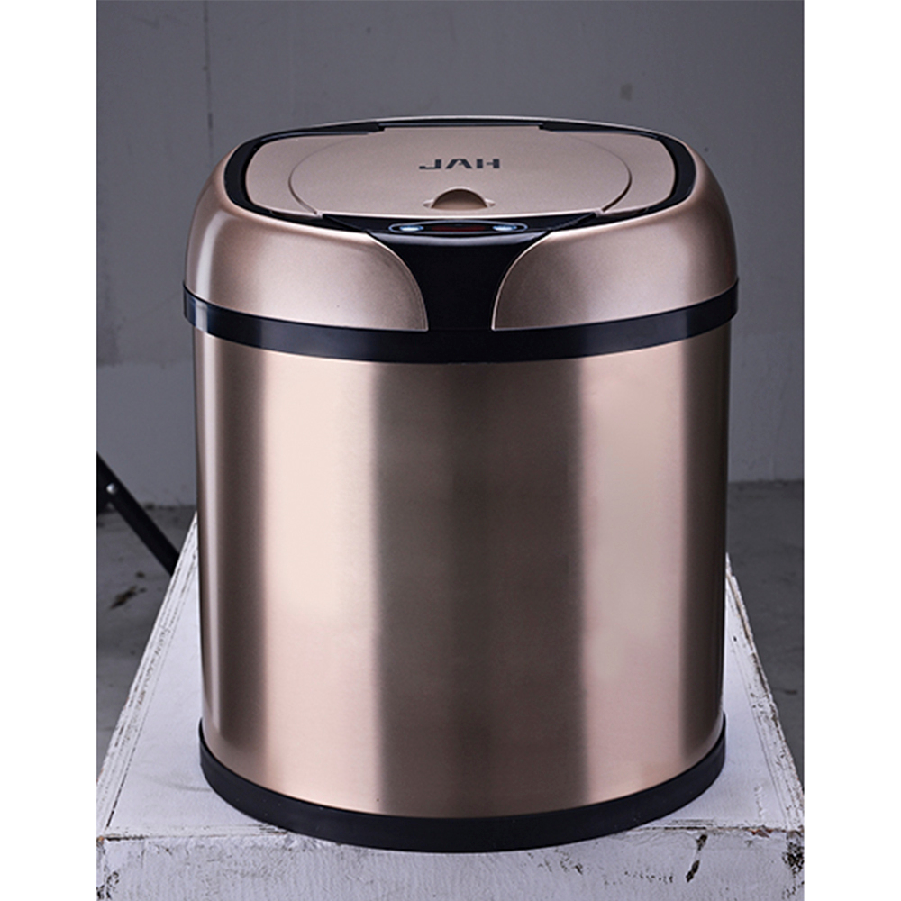 Ведро для мусора сенсорное, круглое, нерж, внутр ведро, Foodatlas JAH-9110, 6 л (золотой)