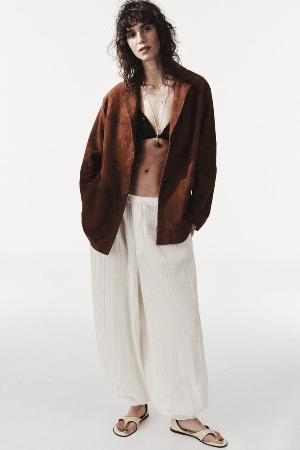 ZARA БЛЕЙЗЕР ОВЕРСАЙЗ ИЗ 100% ЗАМШИ - LIMITED EDITION, РЫЖЕВАТО-КОРИЧНЕВЫЙ