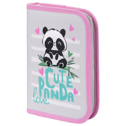 Пенал ПИФАГОР, 1 отделение, ткань, "Cute Panda", 270357