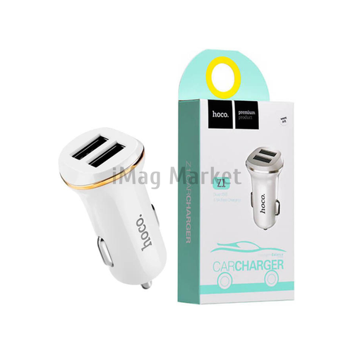Автомобильное зарядное устройство Hoco Z1, 2 USB-A, 10.5W, 2.1A, белый