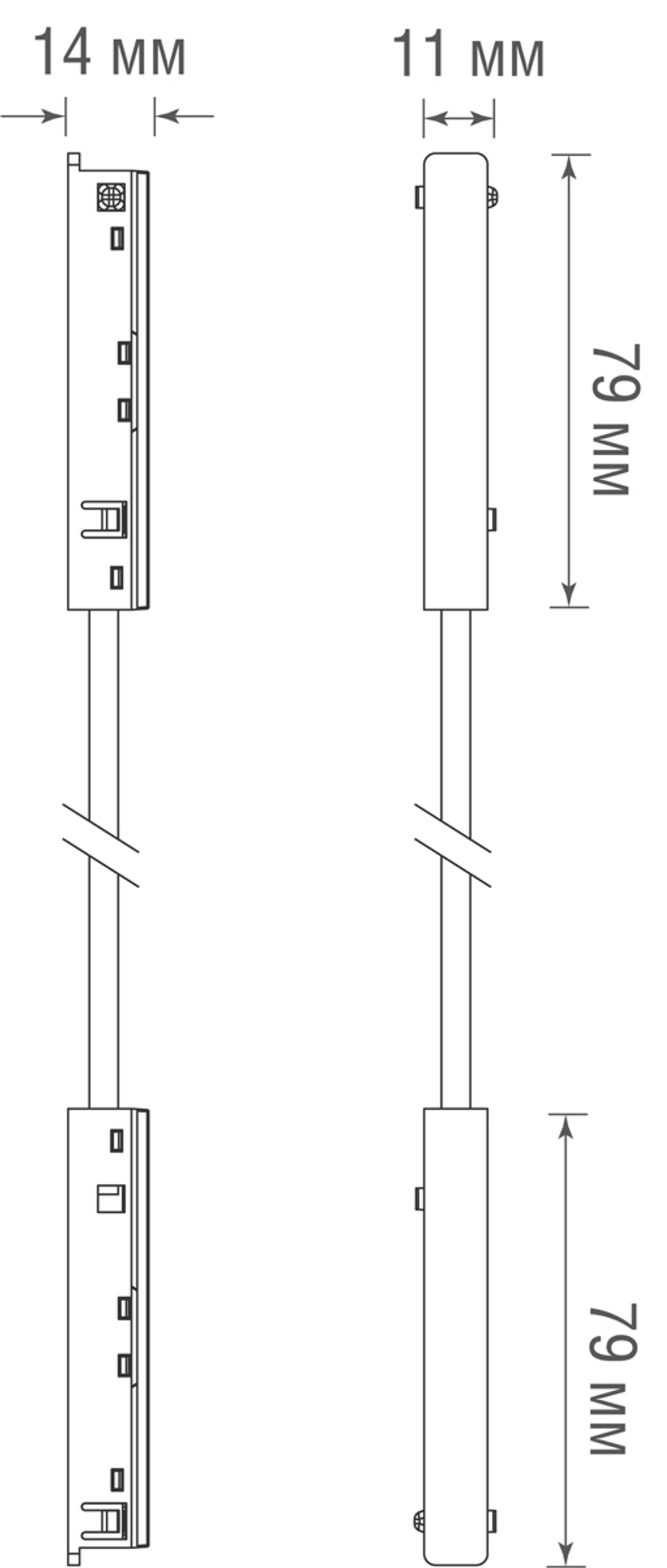 Токопроводящий угловой соединитель для подвесного/накладного/встраиваемого шинопровода,  L158xW11xH14 мм,  белый