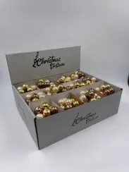 Гроздь стеклянных шаров Ягодный хоровод 2 см., 10 шт., жемчужный/золото/коричневый, Christmas DeLuxe (89863)